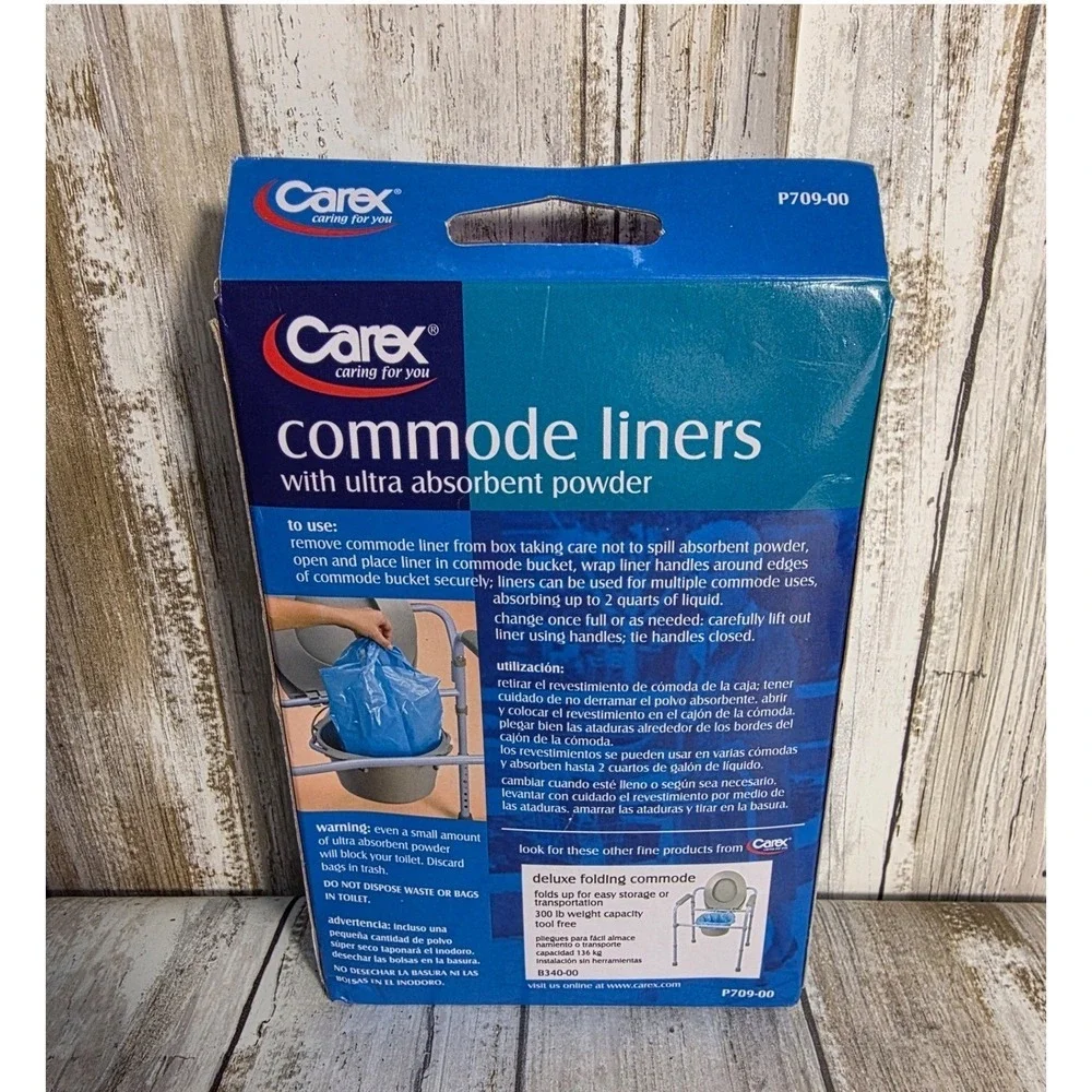 Carex Commode Liners with Ultra Absorbent Powder 7 Count NEW